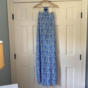 Buckley K 100% silk blue white maxi dress